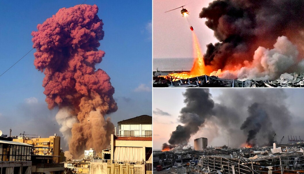 Harbour explosion in Beirut. Harbour explosion in Beirut.