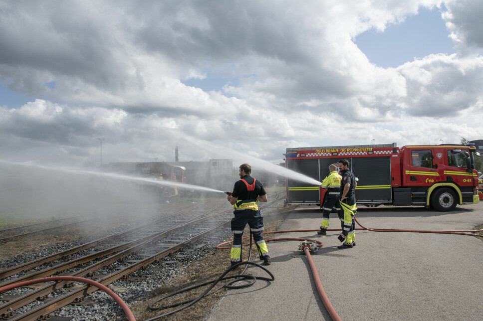 Fra Oslo brann- og redningsetat sin øvelse med brann- og redningstoget i august.