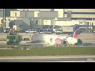 Fly tok fyr etter krasjlanding på Miami flyplass - minst tre innlagt på sykehus