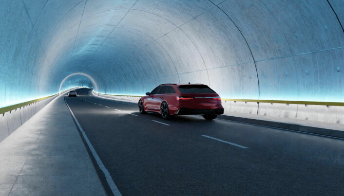 Illustrasjon av håndløper montert i tunnel for bilvei. Illustrasjon av håndløper montert i tunnel for bilvei.
