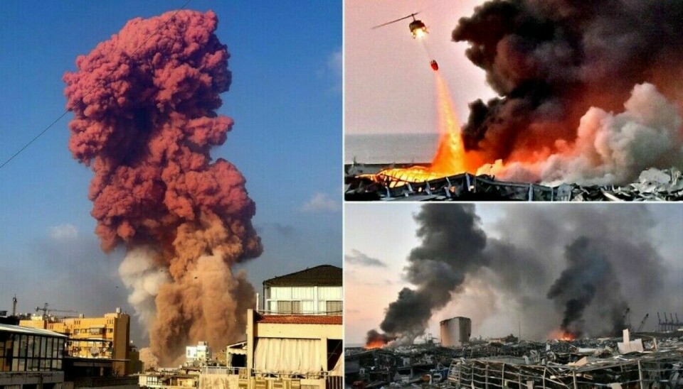Bilder fra den massive eksplosjonen i august 2020 på havnen i Beirut i Libanon. Bilder fra den massive eksplosjonen i august 2020 på havnen i Beirut i Libanon.