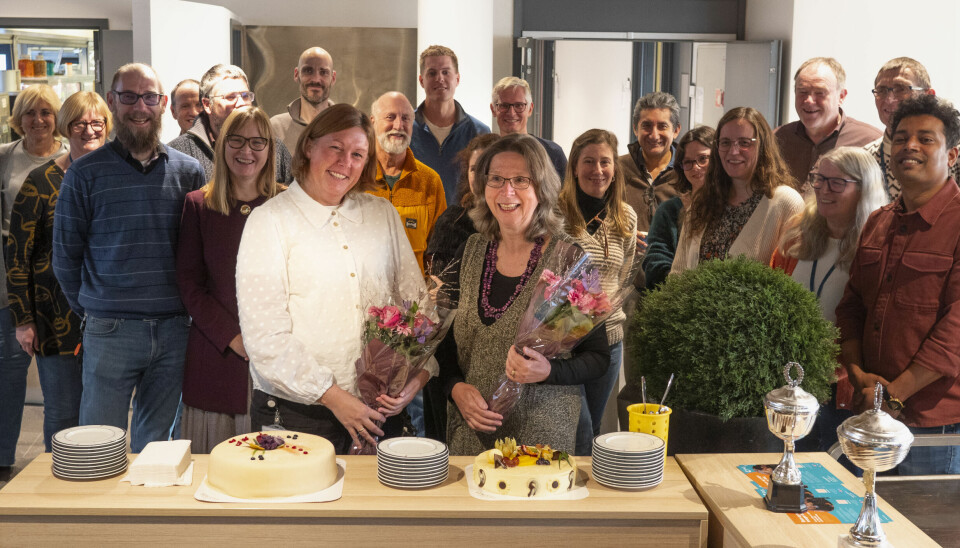 Gårsdagens markering og feiring fordret selvsagt blomster og kaker. Monika Metallinou (til høyre foran) sammen med kollega, Ingunn Alne Hoell (hvit bluse) som fikk opprykk i et annet fagfelt. Gårsdagens markering og feiring fordret selvsagt blomster og kaker. Monika Metallinou (til høyre foran) sammen med kollega, Ingunn Alne Hoell (hvit bluse) som fikk opprykk i et annet fagfelt.