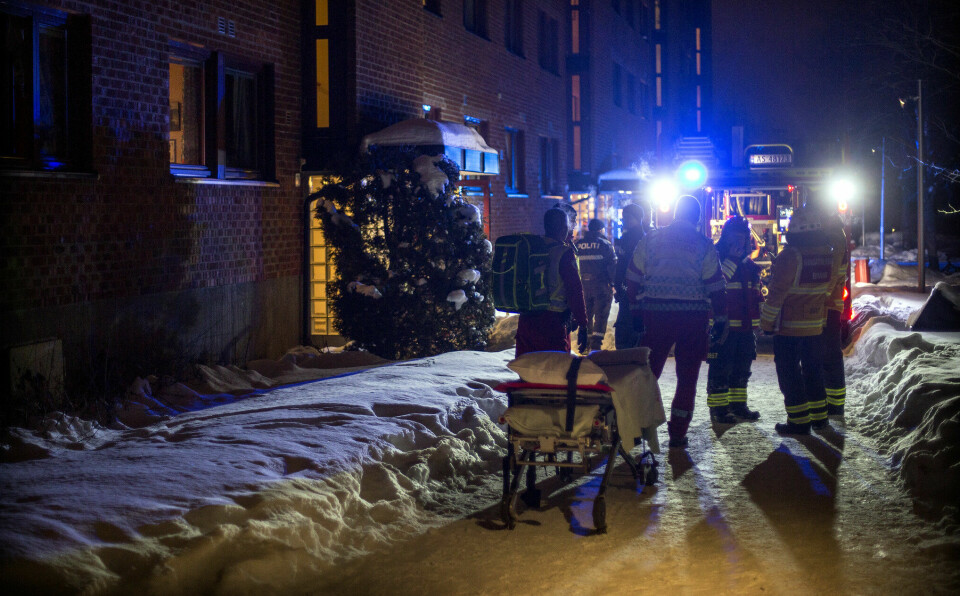 Fra brannen i Stjernemyrveien på Haugerud i februar 2018, der en eldre kvinne omkom.